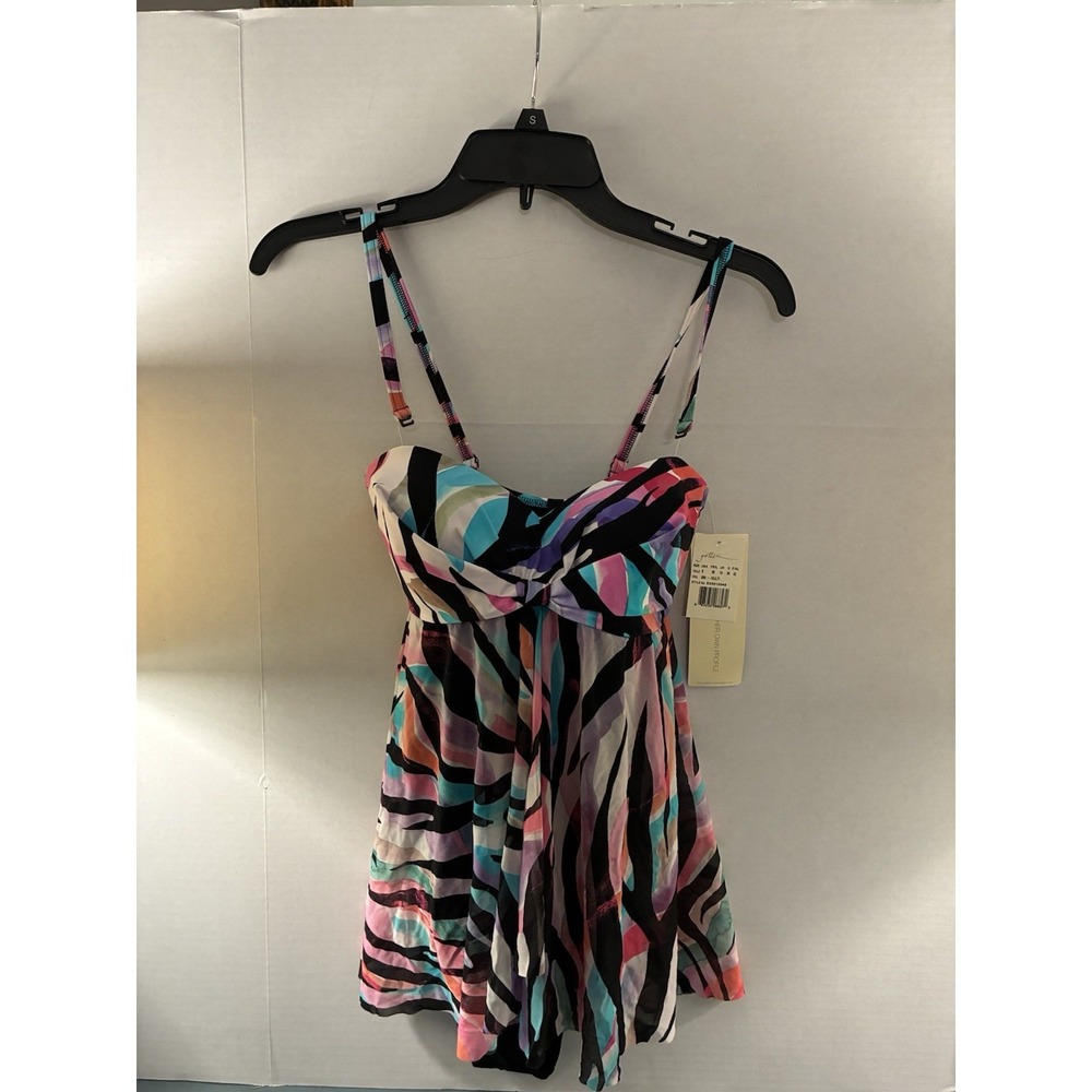 Profile by Gottex Womens 8 Swimdress One Piece Swimsuit Skirted Abstract NWT